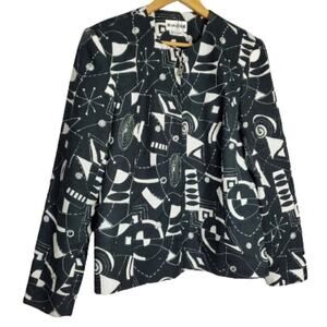 Vintage Joan Leslie Blazer Women Size 12 Black Y2K Zipper Mod Funky Indie Casual